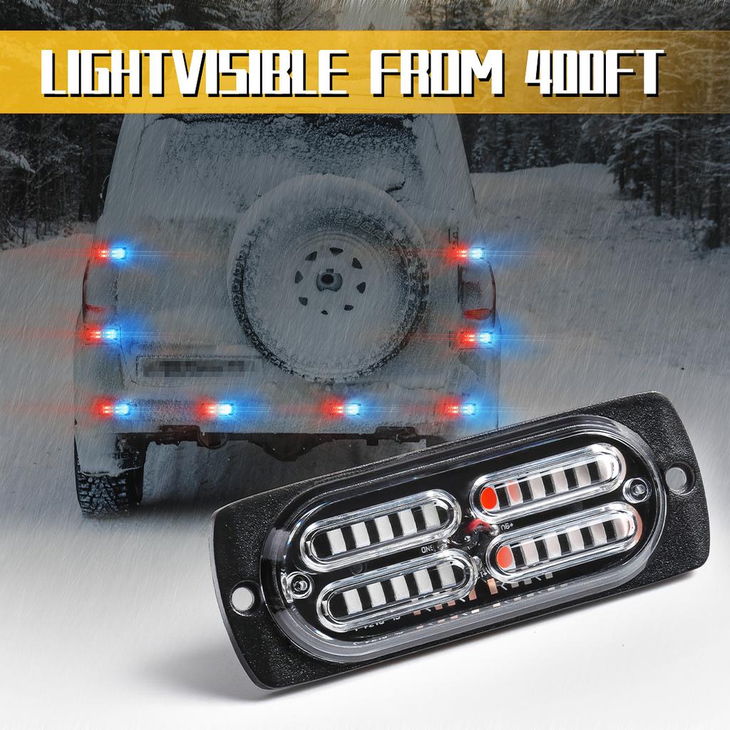 8-в-1 светодиодный светильник для гриля автомобиля, стробоскоп, красный, синий, аварийный, умный, с дистанционным управлением, для автомобиля, грузовика, прицепа, фургона, проблесковый маячок, решетка безопасности 12 В 24 В