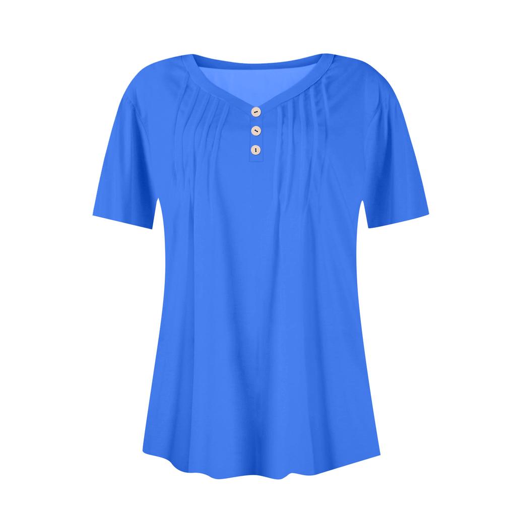 Женские рубашки с короткими рукавами, топы, элегантные повседневные рубашки, топы с V-образным вырезом и плиссировкой
