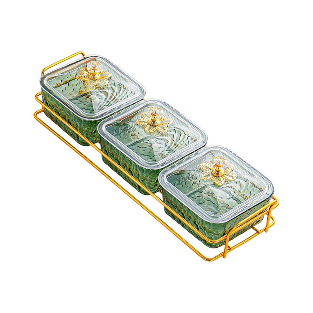 Divided Serving Dishes Divided Fruit Tray Platter Wedding Nuts Plate Dried Fruit Tray with Lid for Candy Fruit Appetizer Nut