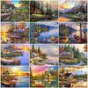 5D DIY Diamond Painting House Full Square Diamond Embroidery Sunset Picture of Rhinestone Landscape Home Wall Decor