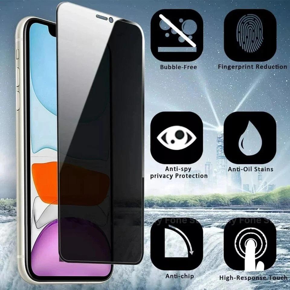 Phone Protective Fims For iPhone 7 8 SE2 XR 11 12 13 14 15 16 17 Pro Max Premium Privacy Full Cover Screen Protector Anti Spy 9H Tempered Glass Film