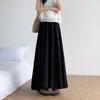Women's Summer Clothes White A-Line Elastic Waist Floaty Pleated Skirt High Waist Wide Leg Pants For Women