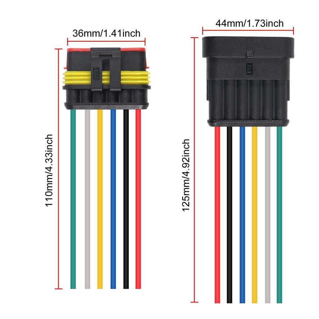 5 пар 6-контактных водонепроницаемых электрических разъемов, 6-контактная вилка, автомобильный электрический соединитель проводов