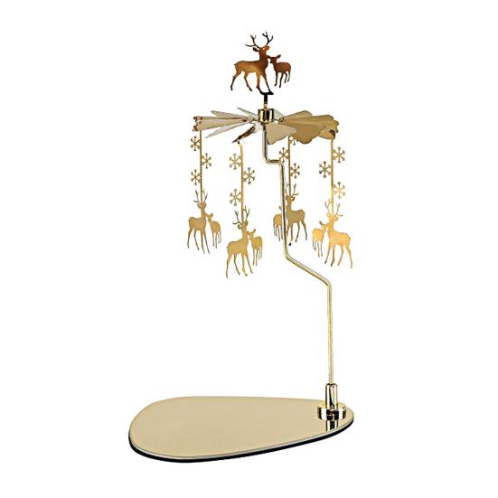 Spinning Candle Holder with Tray Stainless Steel Rotating Golden Carousel Tea Light Candle Stand Table Centerpiece Party Decoration