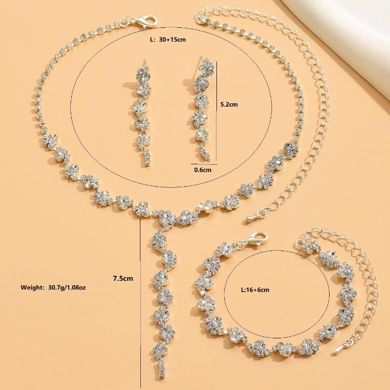 BLINGBAY Women's Jewelry Set Cute Romantic Wedding Accessories Rhinestones Elegant Ring Bracelet Necklace Earrings Set Women's Modern Jewelry Gift