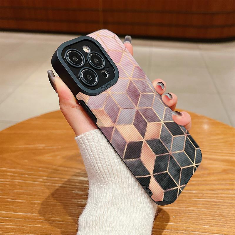 Мягкий силиконовый чехол-накладка на заднюю панель телефона из кожи с принтом под мрамор с вертикальной текстурой и полной защитой объектива камеры для Samsung