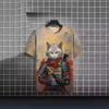 Fashion Print Cat Pattern T-Shirt Men's Casual Comfortable Short Sleeve Top Animal Cat Print