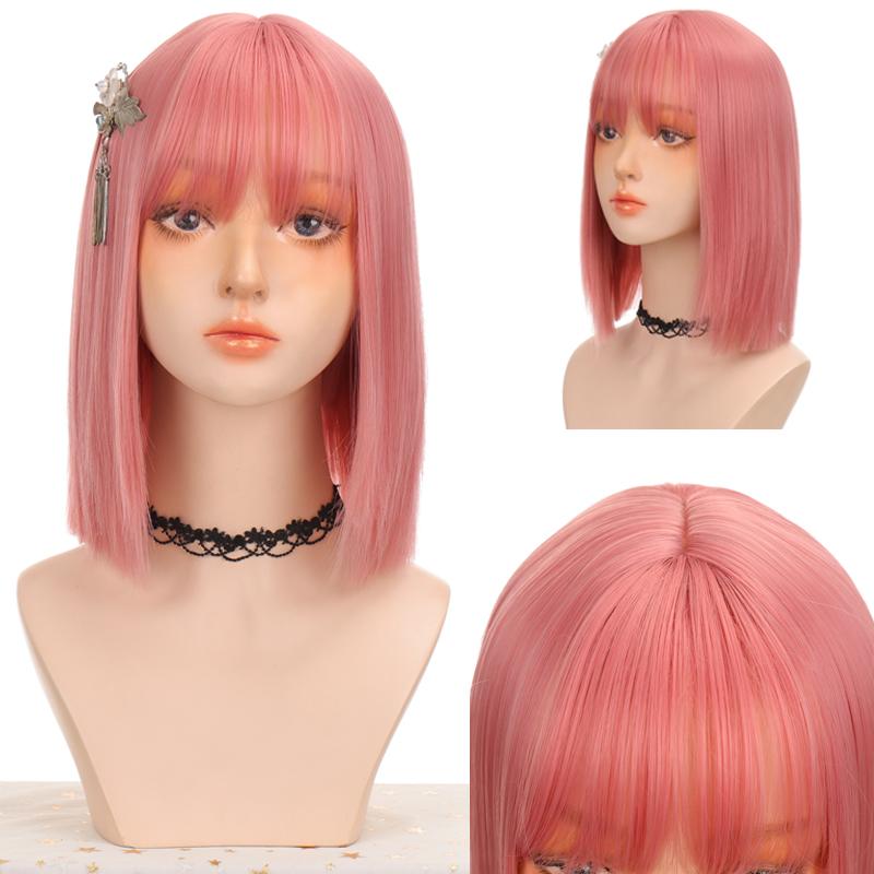 Короткий парик из прямых волос, коричневый BOB Лю Хай, женский парик, высокая термостойкость