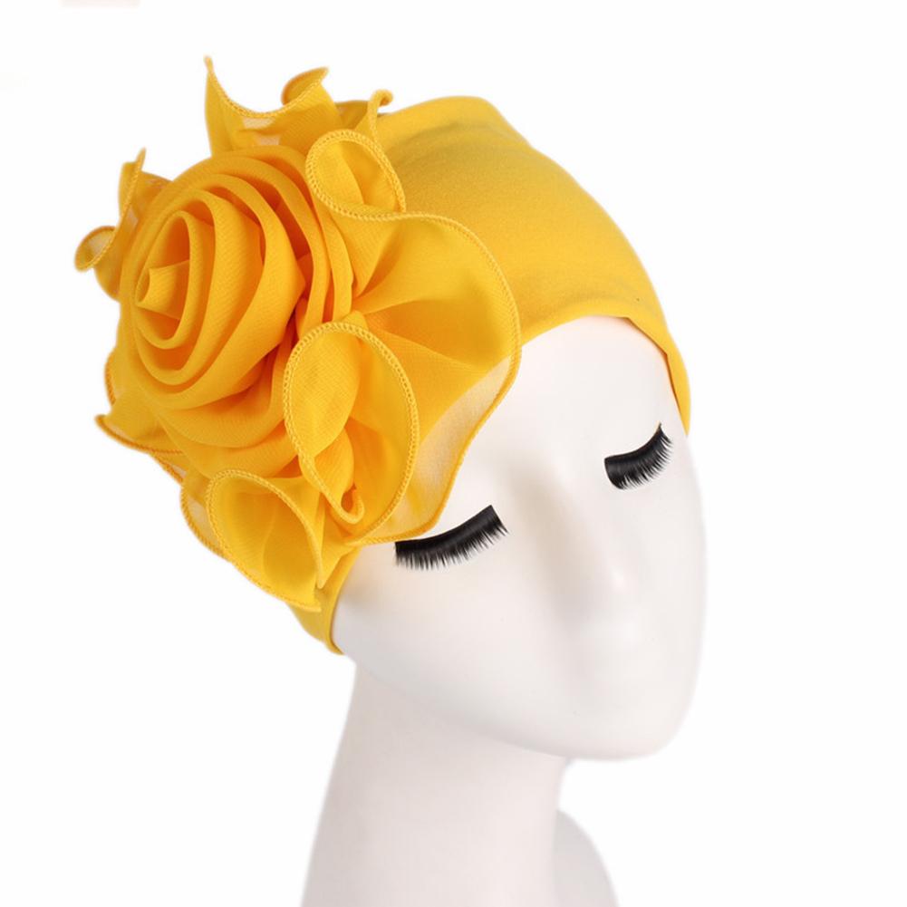 Women Elegant Side Large Flower High Elastic Fashion Cap