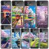 Ретро японские чехлы-пеналы с цветами сакуры для Samsung Galaxy Z Flip 4 5 6 7 3 Z Flip7 Flip6 Flip4 Flip5 Flip3 5G Жесткие противоударные Fundas