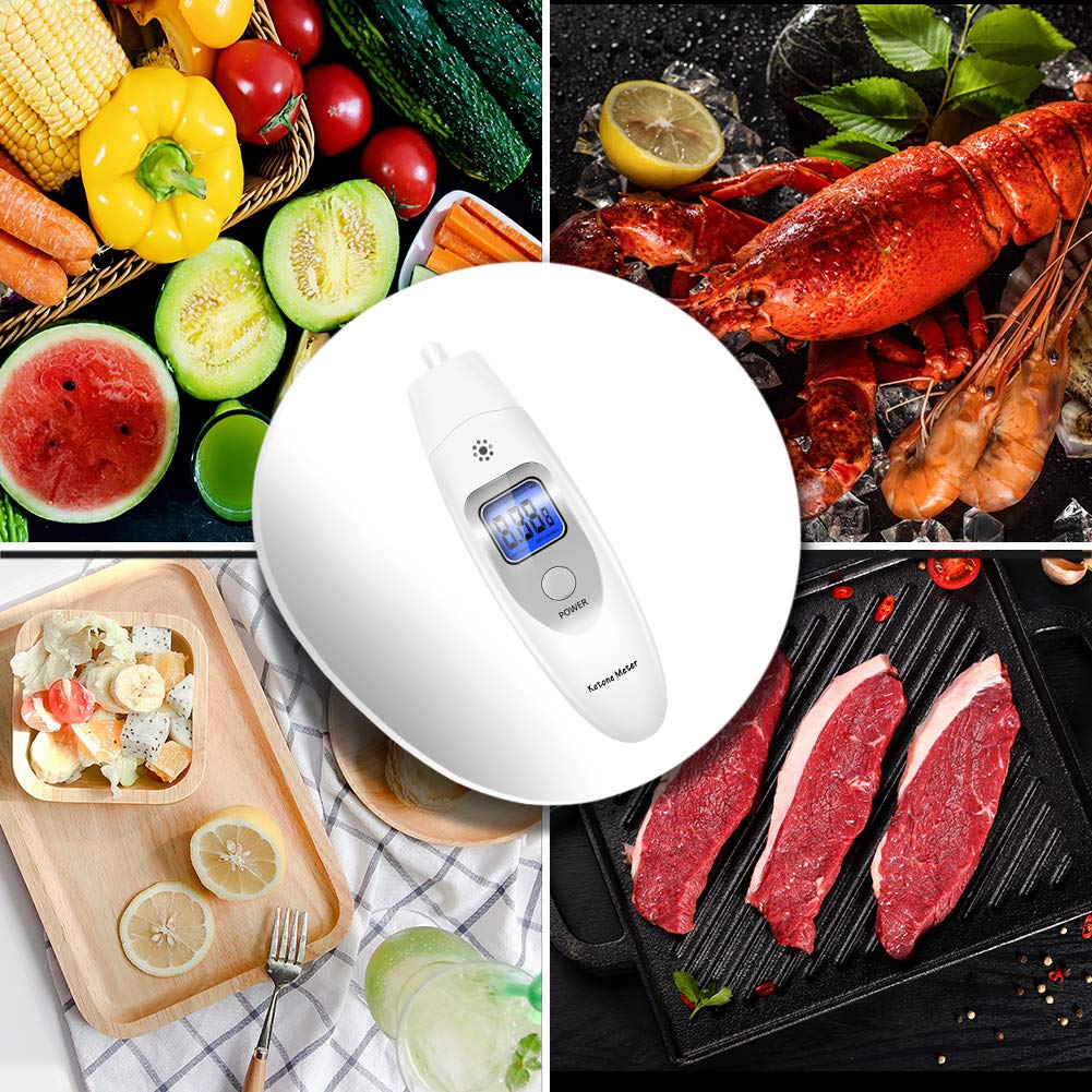 Ketone Meter Measuring Carbohydrate Restriction Portable Ketone Respiration Ketone Blood Volume Ketone Tester with 10 Mouthpieces Device, Diet, Meter,