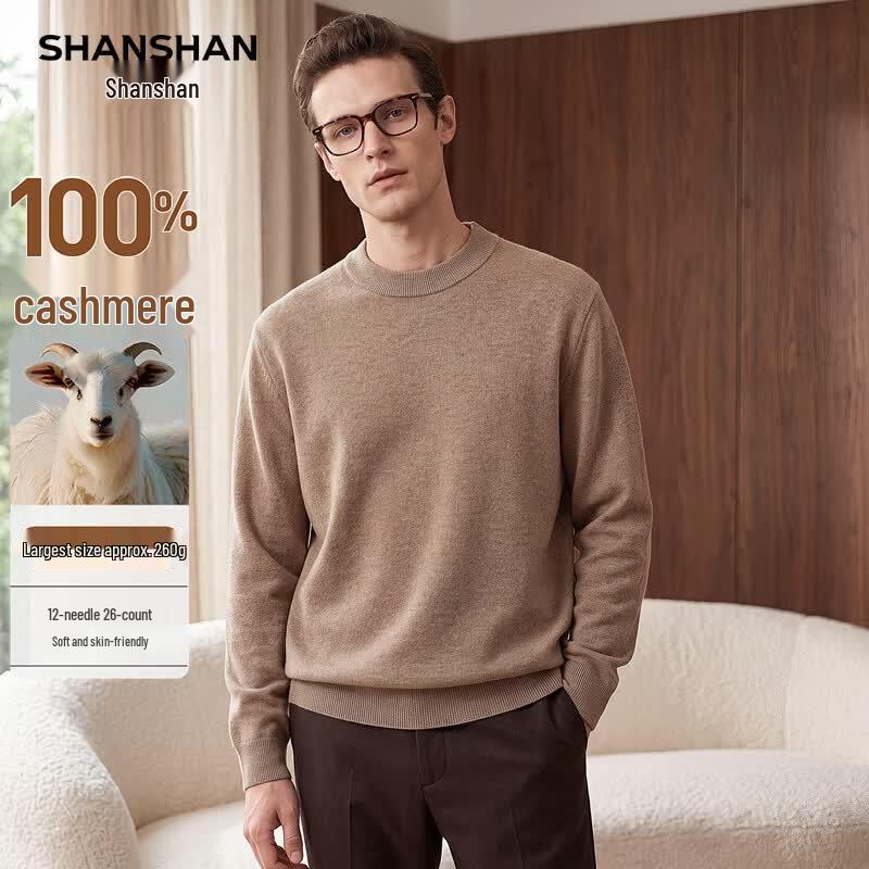Shanshan Мужской свитер из 100% кашемира с круглым вырезом