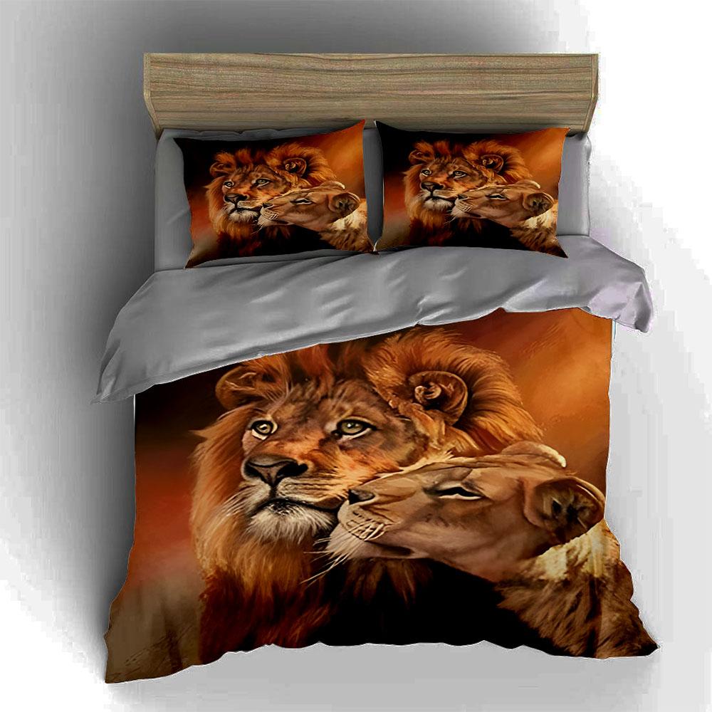 Lion couple portrait. Bedding Duvet cover sets Duvet covers Pillowcases gifts (1 * Duvet Cover 2 * Pillowcases, without duvet insert)