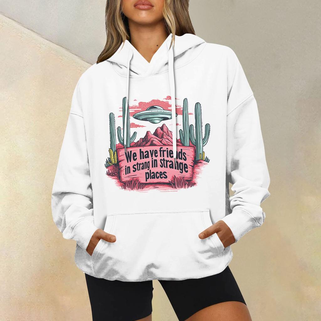 Women's Fashion Casual Long Sleeve Hooded Printed Sweatshirt