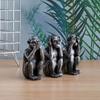 Resin Three Wise Monkeys Figurine Lifelike Monkey Ornament  Living Room Bedroom
