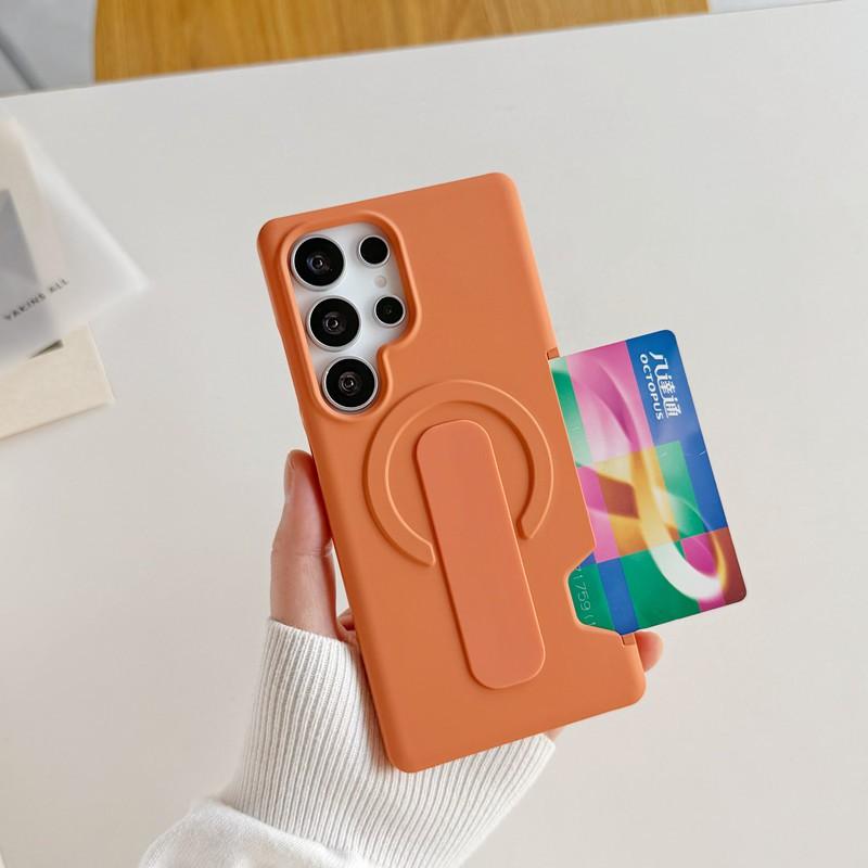 Magnetic Phone Case With Card Holder S26 Ultra S25 Plus S24 Slim Matte PC Cover