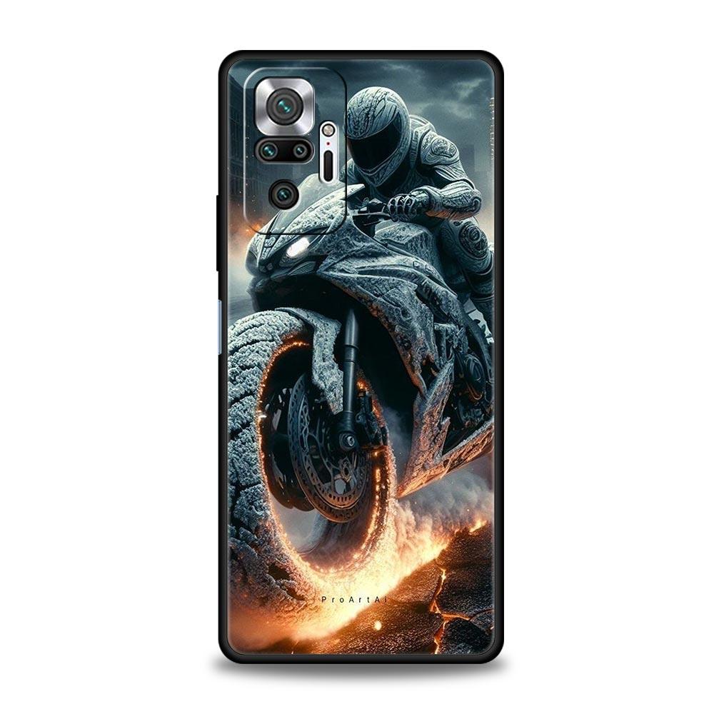 Motorcycle Phone Case Cover for Redmi 14C 10C Note 15 14 13 12 10 11 K40 Pro Plus 5G Soft TPU Shockproof Shell Fundas Capas Bags