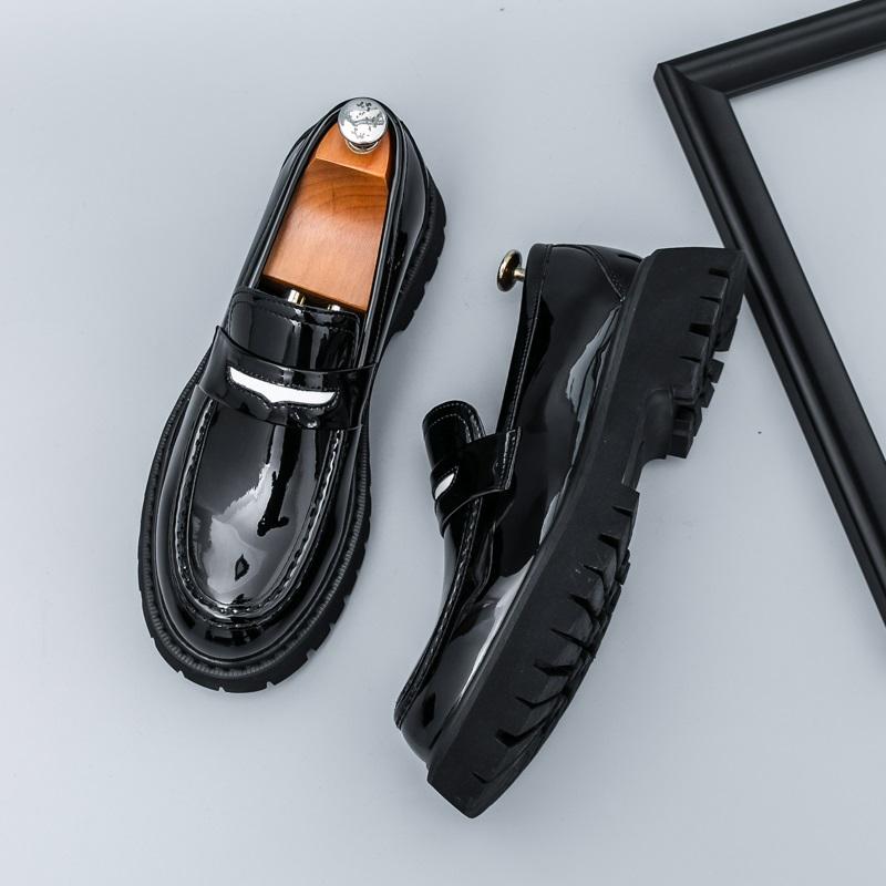 Модные Новые Мужские Туфли из Лакированной Кожи Смешанных Цветов, Увеличивающие Рост, Дизайнерские Пенни-лоферы, Формальная Свадебная Обувь для Выпускного Вечера