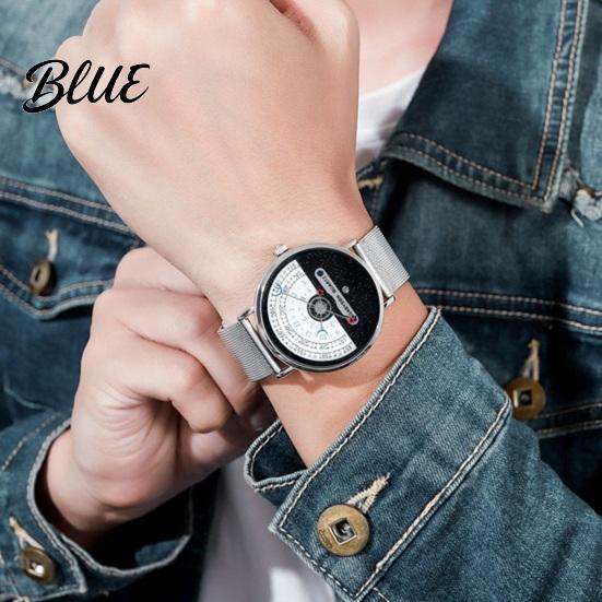 Reliable Quartz Movement Waterproof Clear Half Roulette Color Matching Watch Men Date Diaplay Display Wristwatch