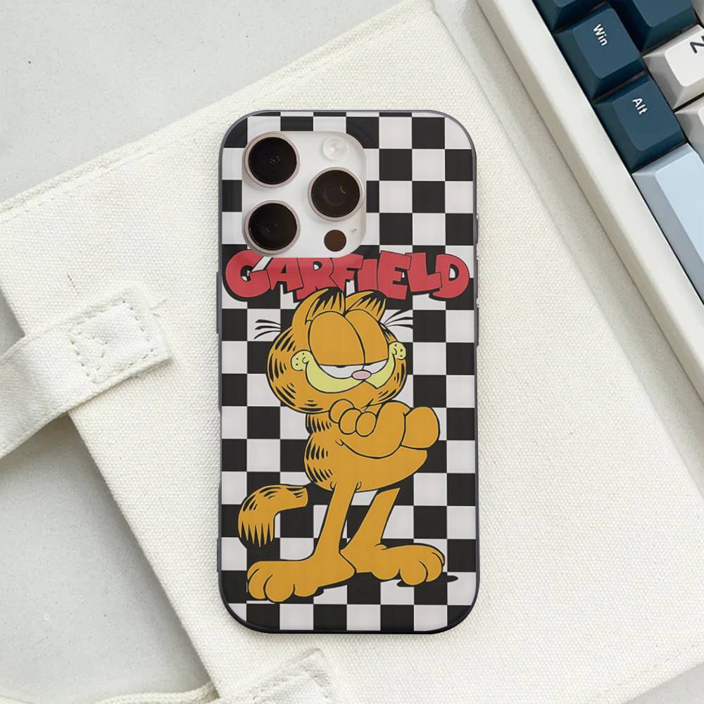 Милый Аниме Кот Гарфилд Чехол с Гофрированным Рисунком для IPhone 16E SE4 12 17 16 15 14 13 11 Pro Max Полосатая Крышка