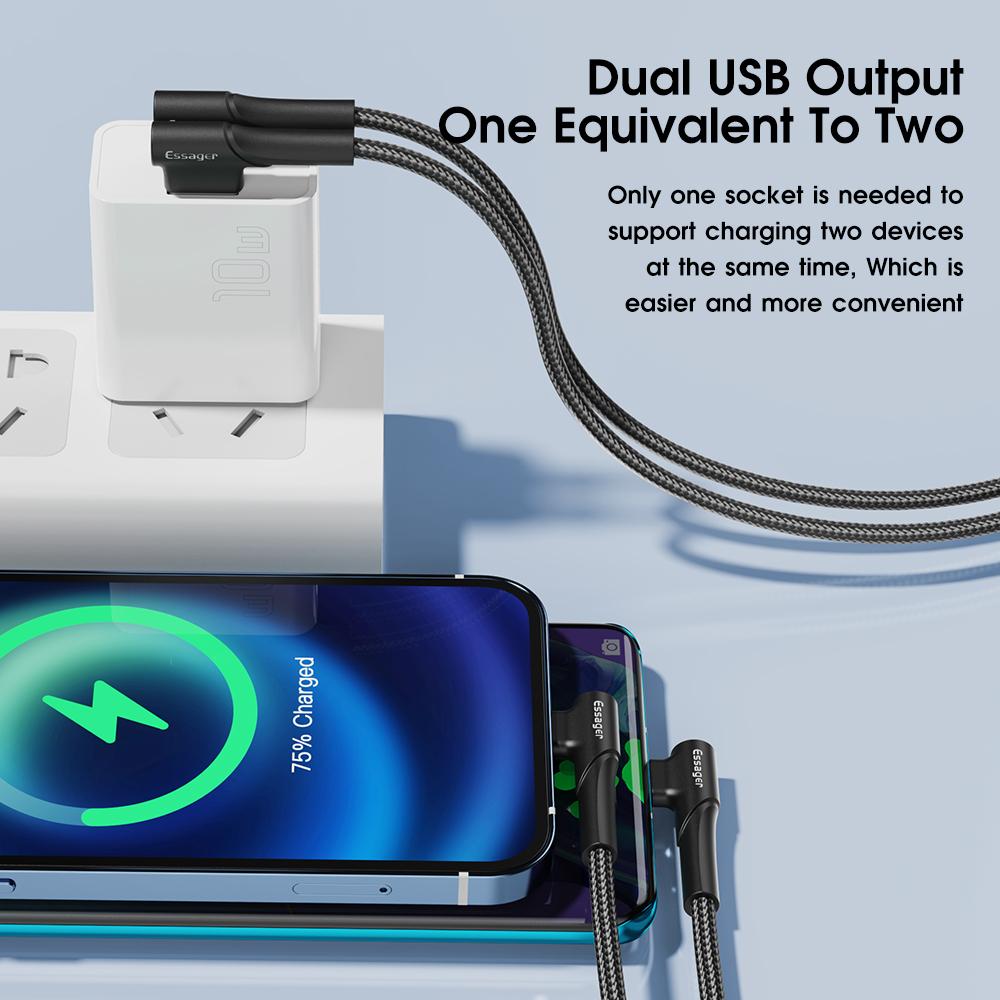Зарядное устройство для телефона Двойной USB 10 Вт Вилка для зарядки США Портативный дорожный настенный адаптер-зарядное устройство для iPhone 14 13 Pro Max Xiaomi