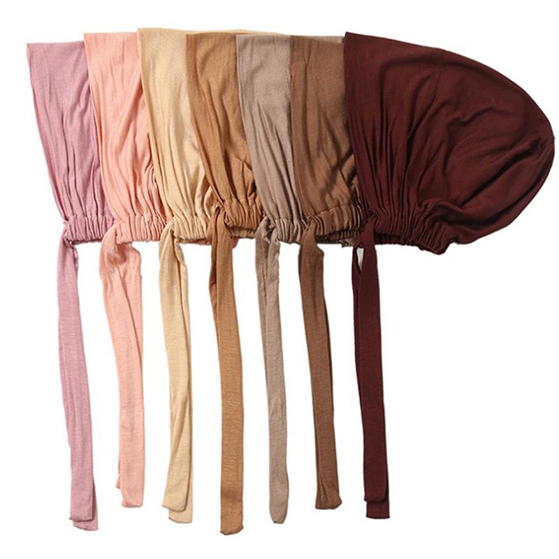 Muslim Inner Cap Stretch Hijab With Rope Adjustable Women Underscarf