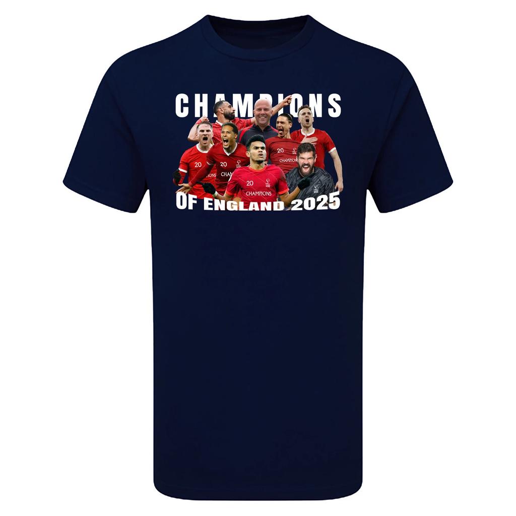 Summer New Men's Liverpool 20 England League Champions TSHIRT 2025 Player T-shirt Retro Fashion Unisex Short-sleeved Top