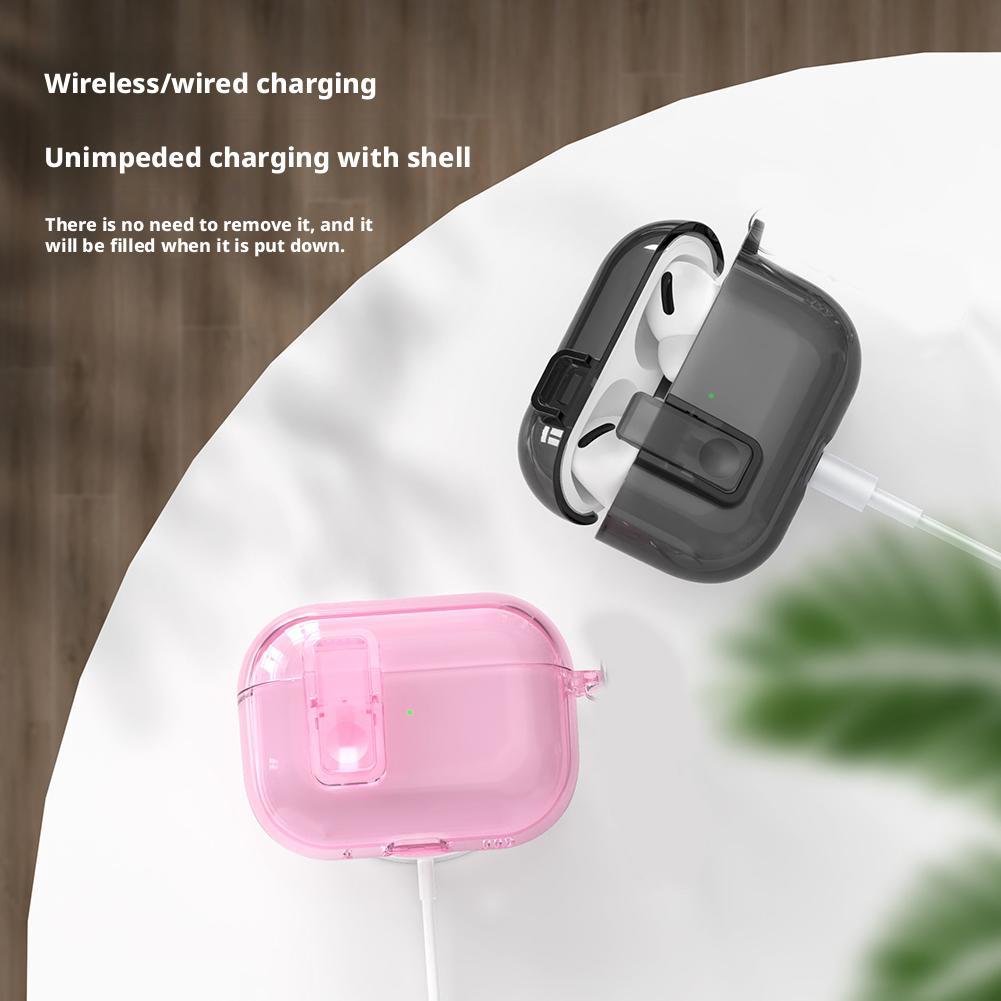 Прозрачный чехол для наушников для AirPods Pro 3 Уникальный дизайн с защелкой вкл/выкл Откидная крышка с автоматическим открыванием в одно касание Прозрачная накладка для наушников