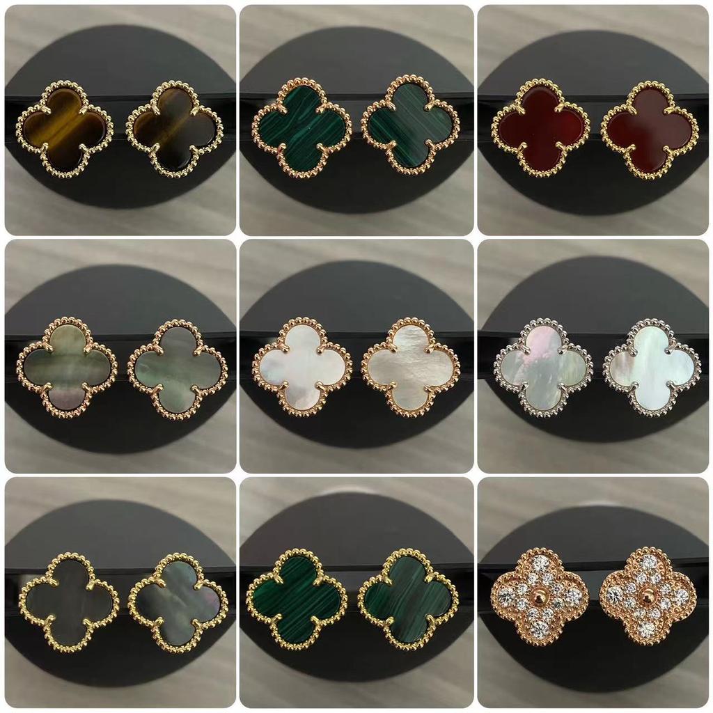 Серьги Four Leaf Grass, легкие роскошные белые рябчики с красным агатом и малахитом, женские серьги-гвоздики