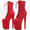 8"High Heel 4"Platform Extreme Pole Dance Lace-Up Flannel Ankle Boots Size 36-43