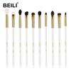 Makeup Brushes White Golden 10Pcs Eyeshadow Eyebrow EyeLiner Brush Set Goat Hair Eye Make Up Tools Brochas Maquillaje