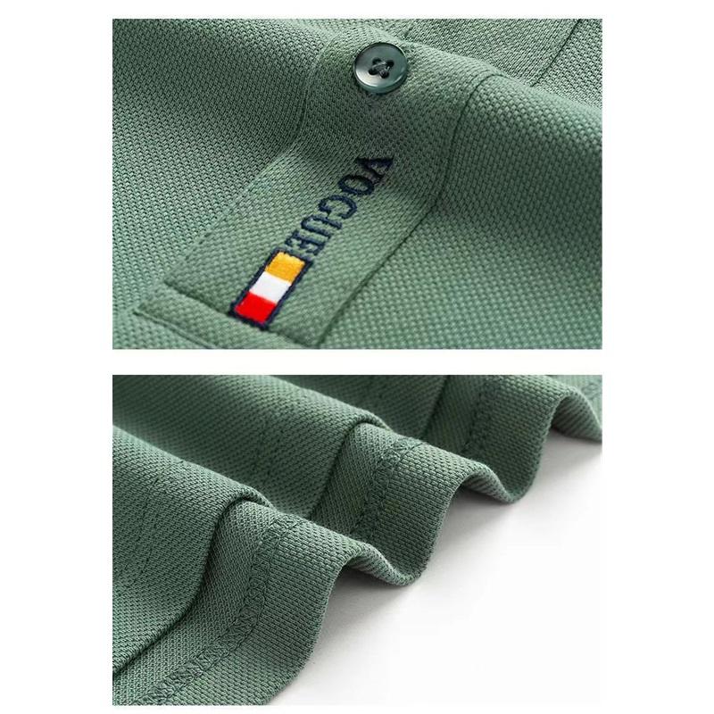 Мужская рубашка-поло с вышивкой, не требующая глажки, в деловом стиле