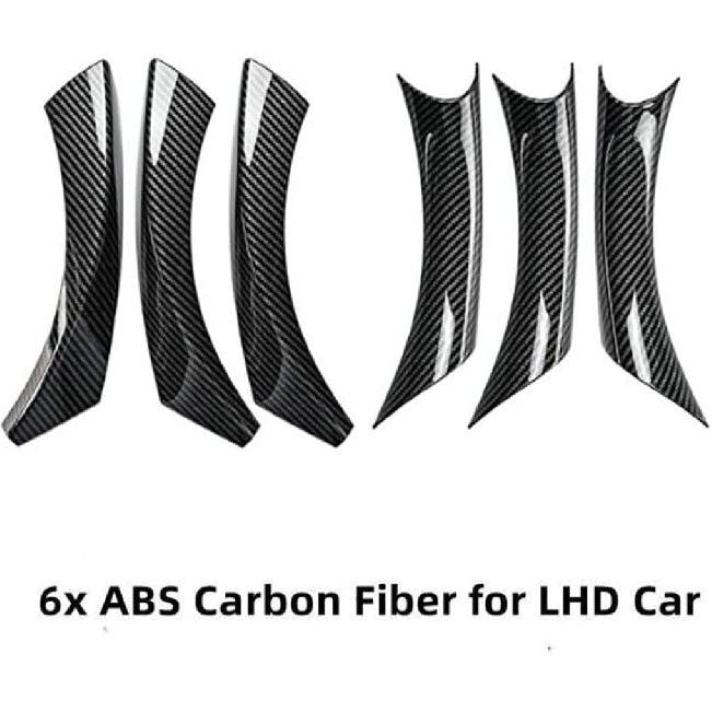 6Pcs/Set Carbon Fiber ABS Inner Interior Door Panel Pull Handle Cover For BMW E90 325I 328I 335I 330I 2006 2007 2008 2009 2010 2011 (Carbon Fiber