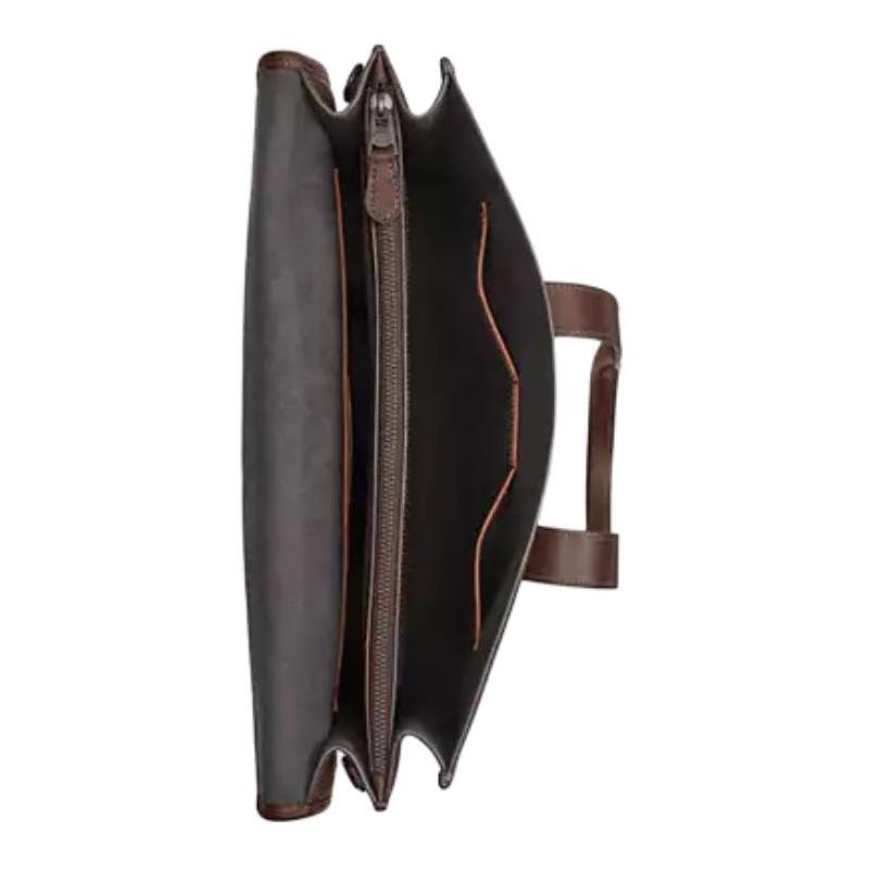 COACH Gotham 38 solid color detachable shoulder strap with magnetic buckle closure calfskin briefcase large men's dark brown