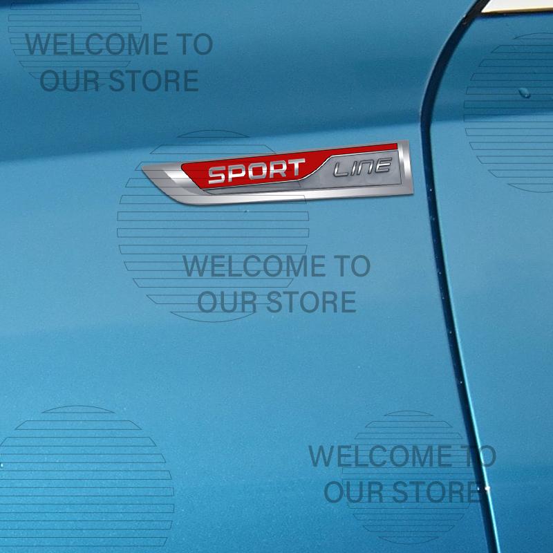 Car Decor Metal Sport Line Letter Emblem 3D Sticker Accessories For Skoda Rapid Kamiq Octavia Yeti Superb Body Side Trunk Decals