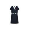 Logo Print Waist-Defining Sports Fashion Casual Short Sleeve Dress Women Dresses Legendary-Blue F11W138304F-NV