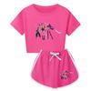 Kpop Demon Hunters Print Child Short Sleeve Shorts Pajama Set With Polyester Cotton Blend For Family Sleepwear