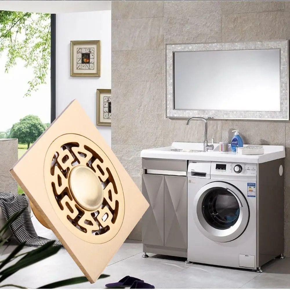 Anti-odor Square Shower Drain Brass Bathroom Drainage Convenient Floor Hair Catcher Laundry Floor
