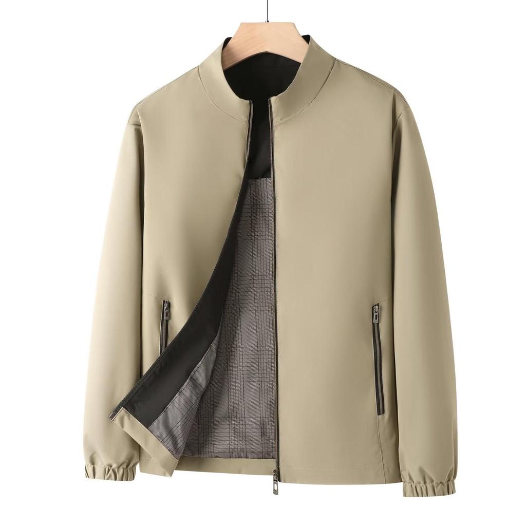 Мужская осенняя куртка в стиле business casual с воротником-стойкой - Универсальная легкая куртка для среднего и пожилого возраста.