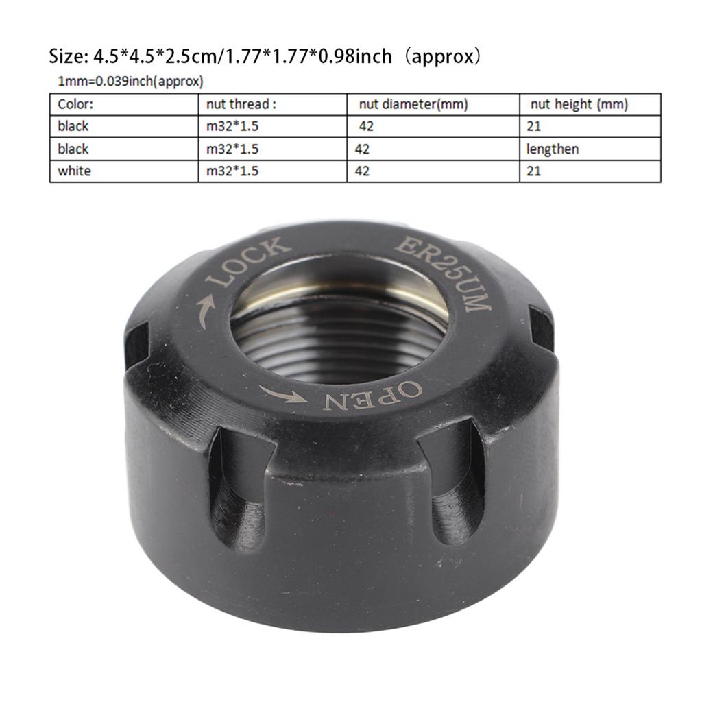 1 шт. ER25UMдинамическая балансировочная гайка металлическая цанга гайка держатель патрона токарный станок(ЧерныйM32*1.5)