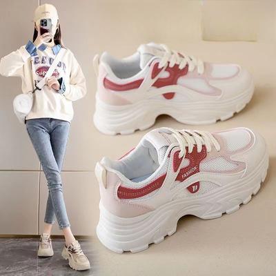 Женская обувь Лето и Осень Дышащие Массивные Кроссовки Кроссовки Женские Новые На Платформе Повседневные Универсальные Сетчатые Туфли