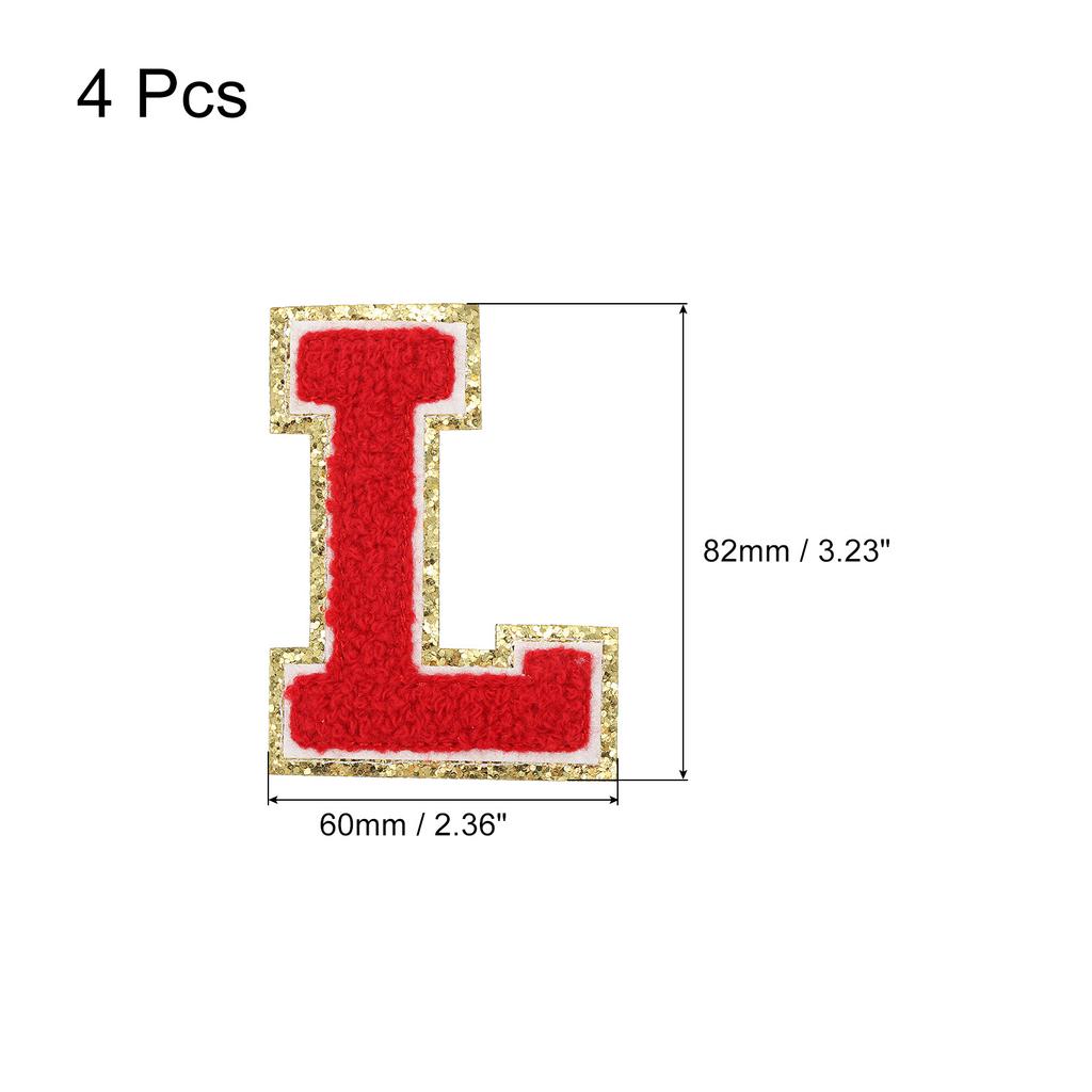 4pcs Embroidered Letter Patches Chenille Letter Patches Iron on Letter Patches Embroidery Patch Iron for Clothing Shoes Hats Red