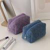Pen Case Solid Color Large Capacity Zipper Closure Pencil Bag Soft Plush Children Stationery Organizer