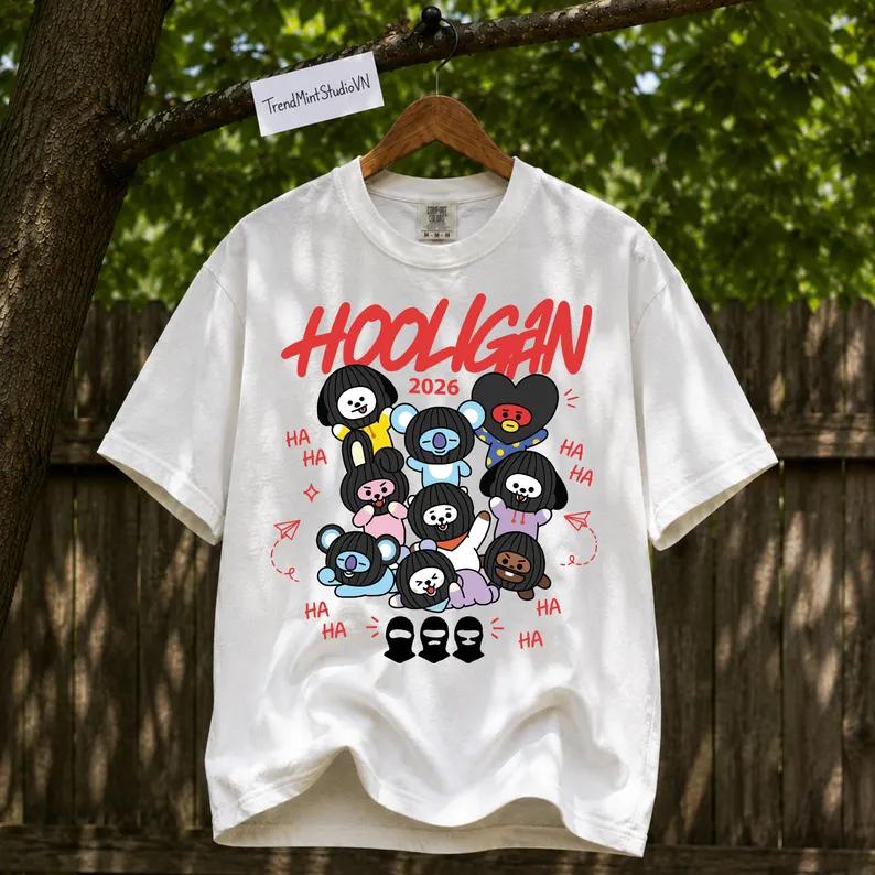 2026 Bt21 Tshirt Unisex 100 Cotton Golden Maknae Graphic Short Sleeve Unisexs And Unisexs Casual Y2k Round Neck Loose Tee