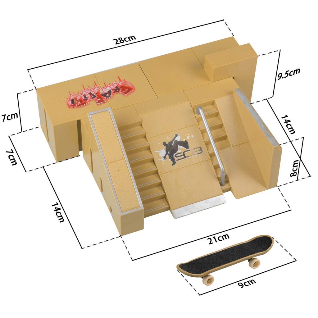 HC фанат Фингерскейт Скейтпарк Набор 5 частей C Красный он расставляет секции фингерборды [Делай круто, свободно] Рейлы, бэнки, рампы, стиры, кривые, рампейдж,