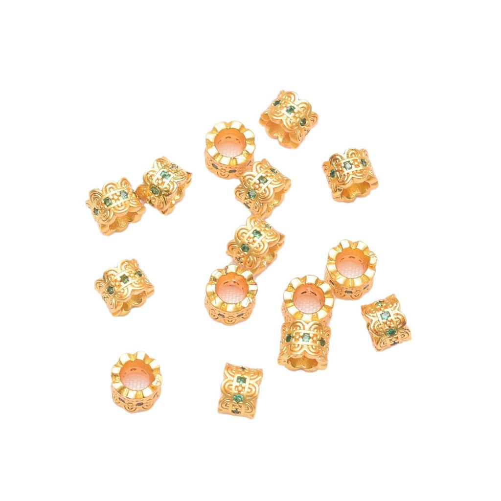 50 шт., сохраняющих цвет старинных золотых инкрустированных цирконами бусин с узором из разделенных бусин в виде четырехлистного клевера, браслет из бусин, аксессуары для самостоятельного изготовления бисера