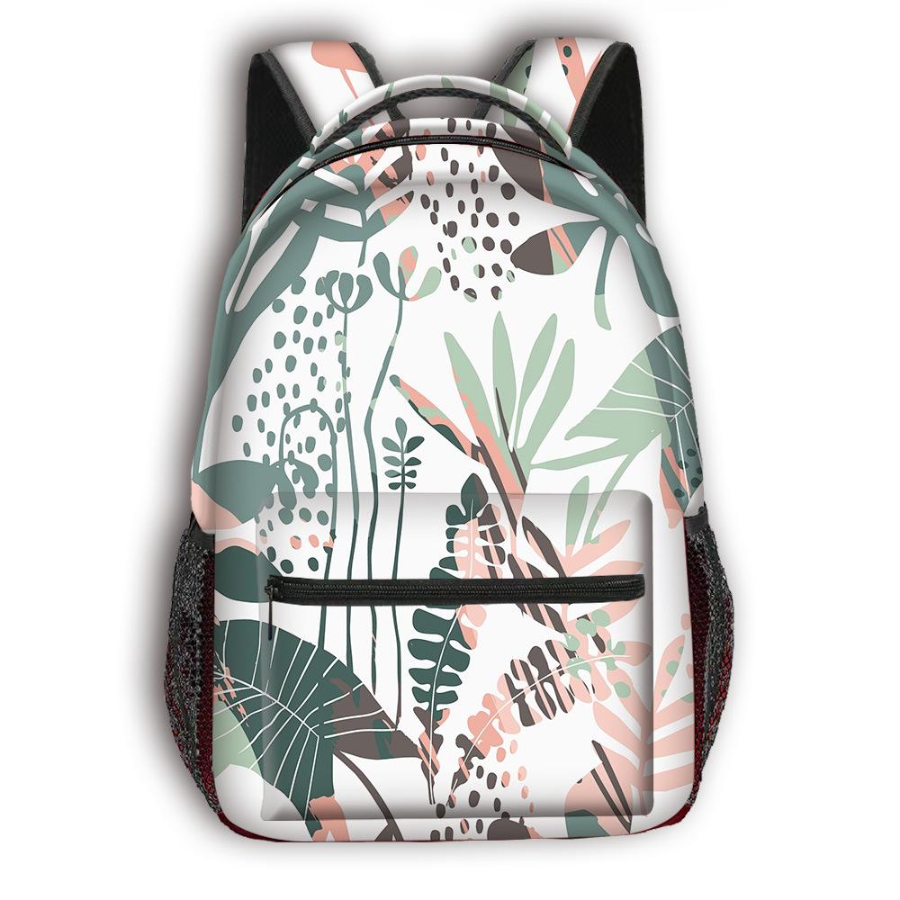 Cartoon Kpop Youthful School Bags Unisex Flowers Leaves Travel Bags 3D Print Oxford Waterproof Notebook Shoulder Backpacks