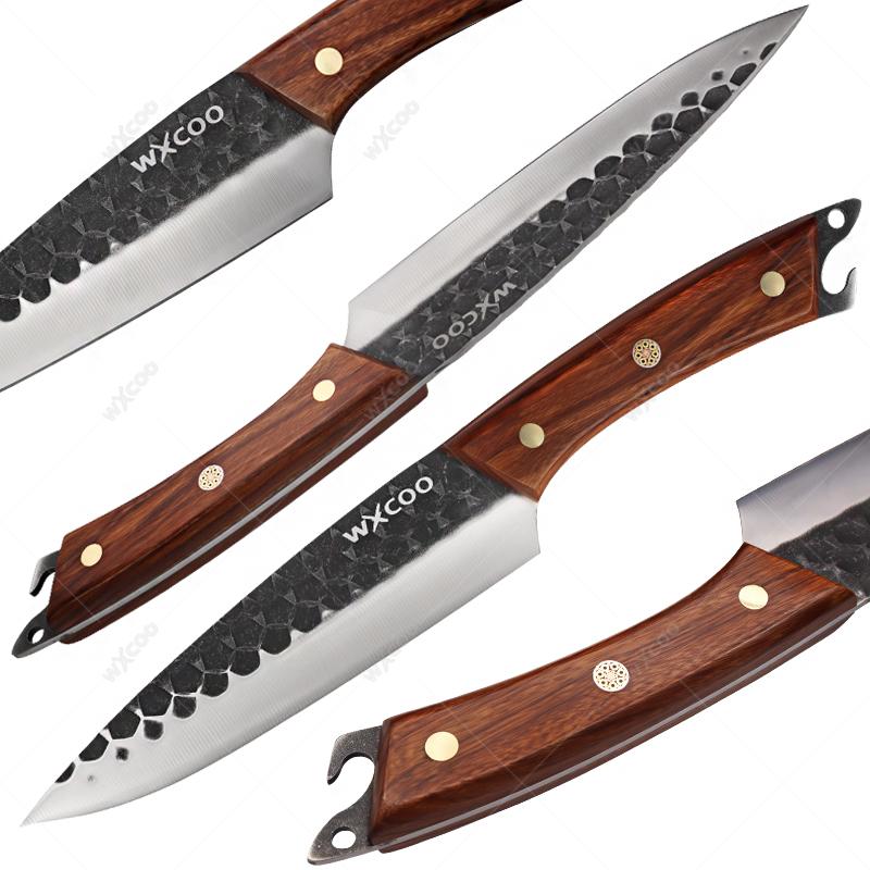 Handmade Forged Kitchen Boning Knife Stainless Steel Knife for Meat Fruit Butcher Slicing Knife Wooden Handle Meat Cleaver