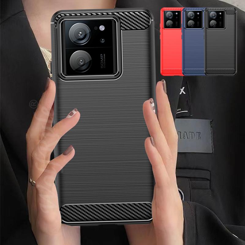 Чехол-накладка для Xiaomi 13T Pro Xiaomi Mi 13T Pro Capas Бампер для телефона Броня Задний Противоударный Углеродное волокно Мягкий ТПУ Fundas Mi 13T Pro