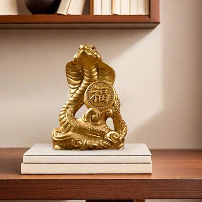 Статуэтка змеи китайского зодиака, маленькая деревянная фигурка животного фэн-шуй, 2025 лунный Новый год, скульптура змеи, домашний офис, декор для удачи, успеха, богатства